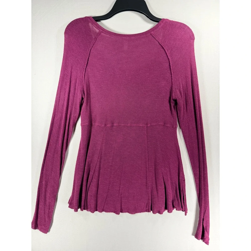Intimately Free People Berry Purple Babydoll Long Sleeve Top Thumbholes Medium